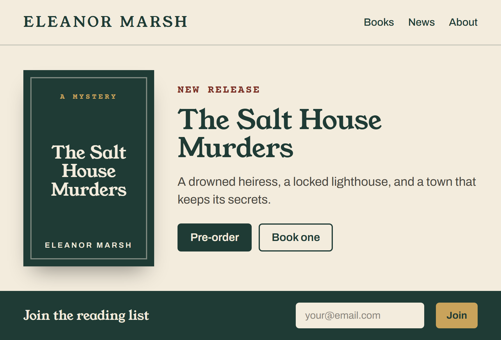 Eleanor Marsh website homepage (placeholder screenshot)