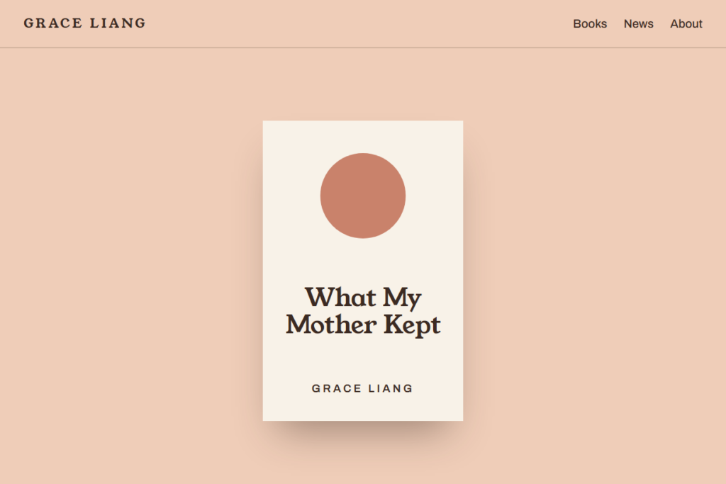Grace Liang author website, homepage (placeholder print)