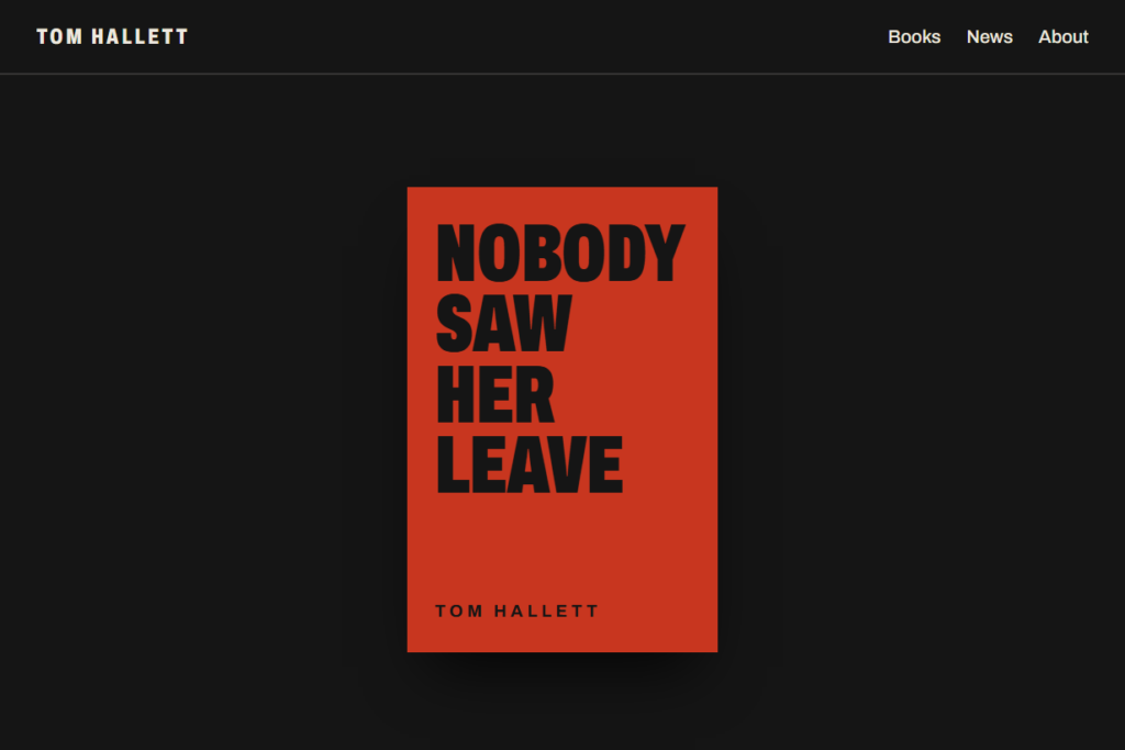 Tom Hallett author website, homepage (placeholder print)